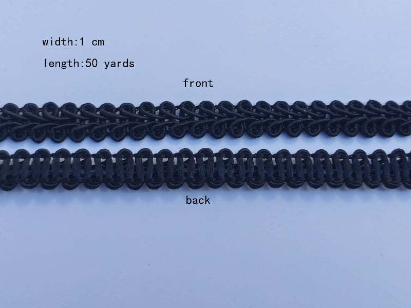 MONIDOOR 3/8 Inch Gimp Braid Trim 50 Yards for Upholstery Costume DIY Crafts (1311 Black) - Image 4